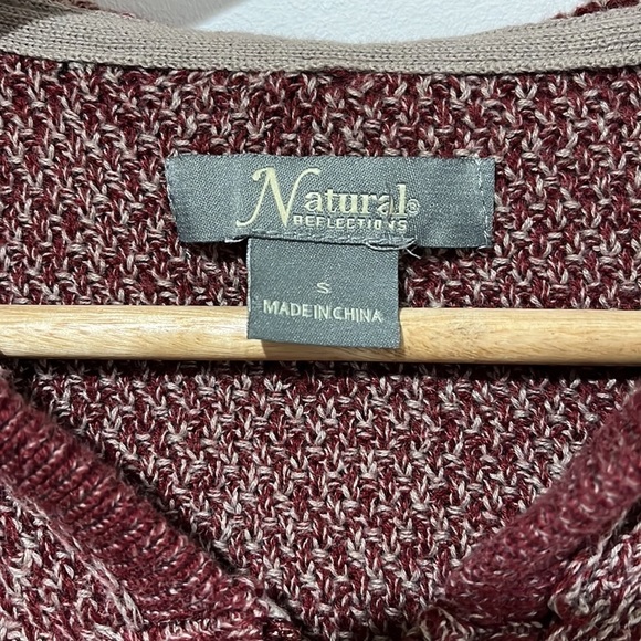 Natural Reflections Womens Sweater Jacket Burgundy Hoodie Cardigan Size S Hiking - Picture 3 of 11